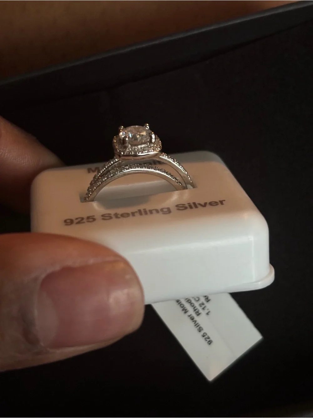 Sterling Silver Halo Engagement Ring - White